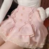 Pink Ruffled Kawaii Skirt with Lace & Bows